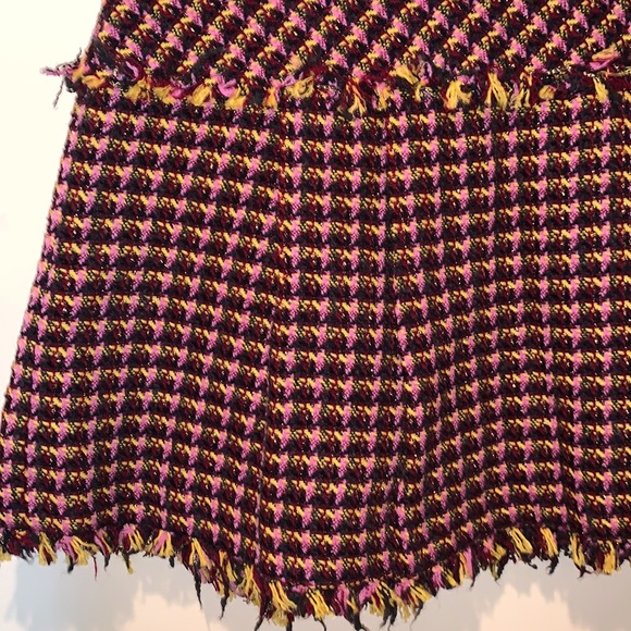 IBlues Pleated Houndstooth Print Multi Colors Tweed Short  Skirt - Picture 11 of 11